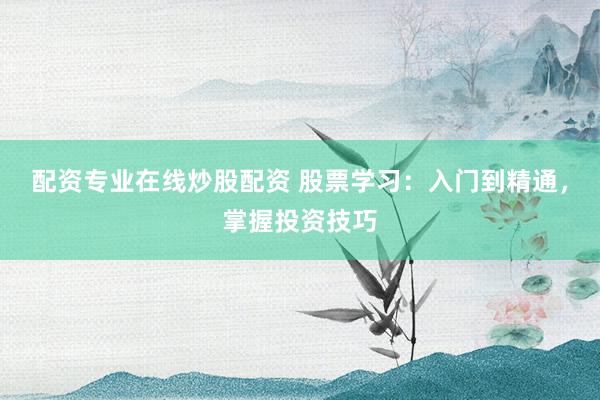 配资专业在线炒股配资 股票学习：入门到精通，掌握投资技巧