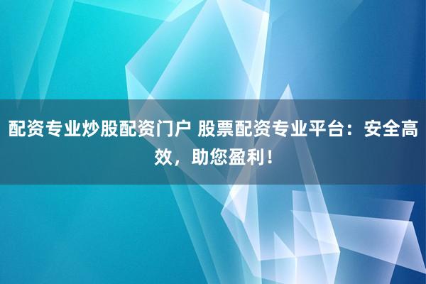 配资专业炒股配资门户 股票配资专业平台：安全高效，助您盈利！