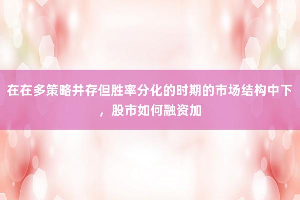 在在多策略并存但胜率分化的时期的市场结构中下，股市如何融资加