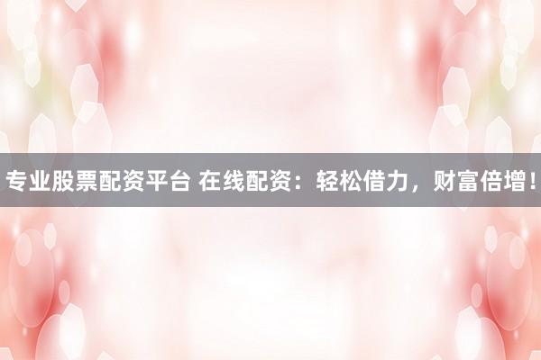 专业股票配资平台 在线配资:轻松借力,财富倍增!