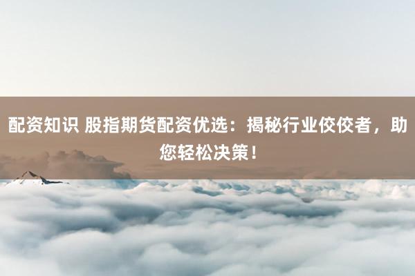 配资知识 股指期货配资优选：揭秘行业佼佼者，助您轻松决策！