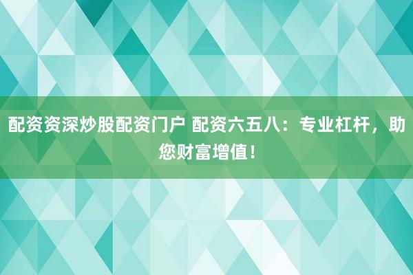 配资资深炒股配资门户 配资六五八：专业杠杆，助您财富增值！