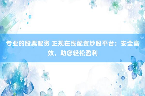 专业的股票配资 正规在线配资炒股平台：安全高效，助您轻松盈利