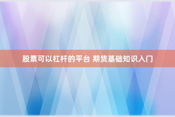 股票可以杠杆的平台 期货基础知识入门