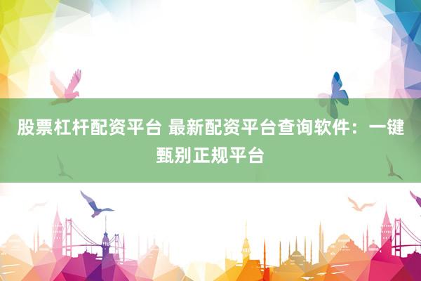 股票杠杆配资平台 最新配资平台查询软件：一键甄别正规平台